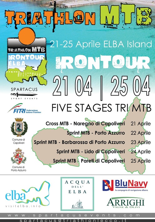 IRON TOUR ELBA - MTB TRIATHLON, DAL 21 AL 25 APRILE A CAPOLIVERI 
